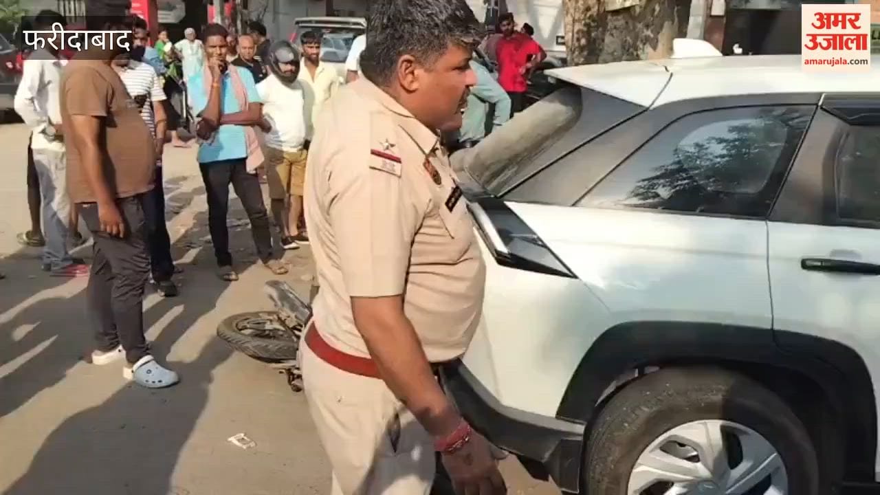 Speeding motorcyclist loses balance in Faridabad