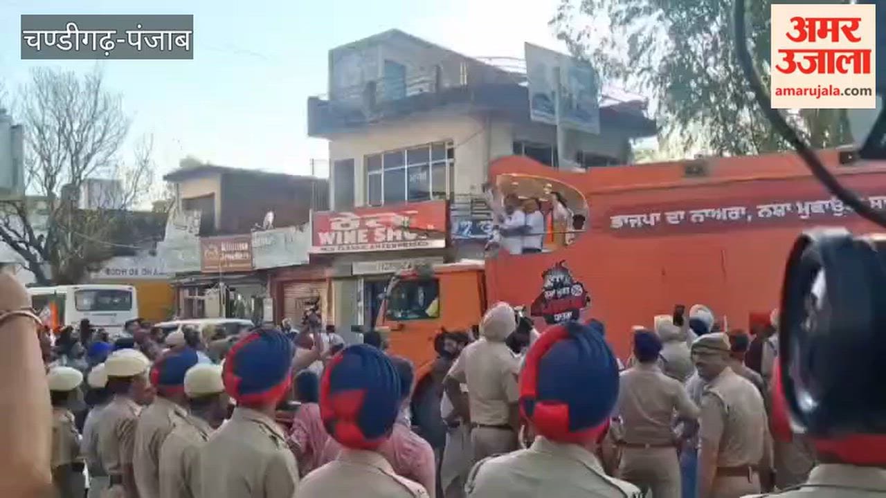 AAP workers waved black flags in protest against the 'Drug-Free Punjab Yatra' in Pathankot and leveled serious allegations against the BJP