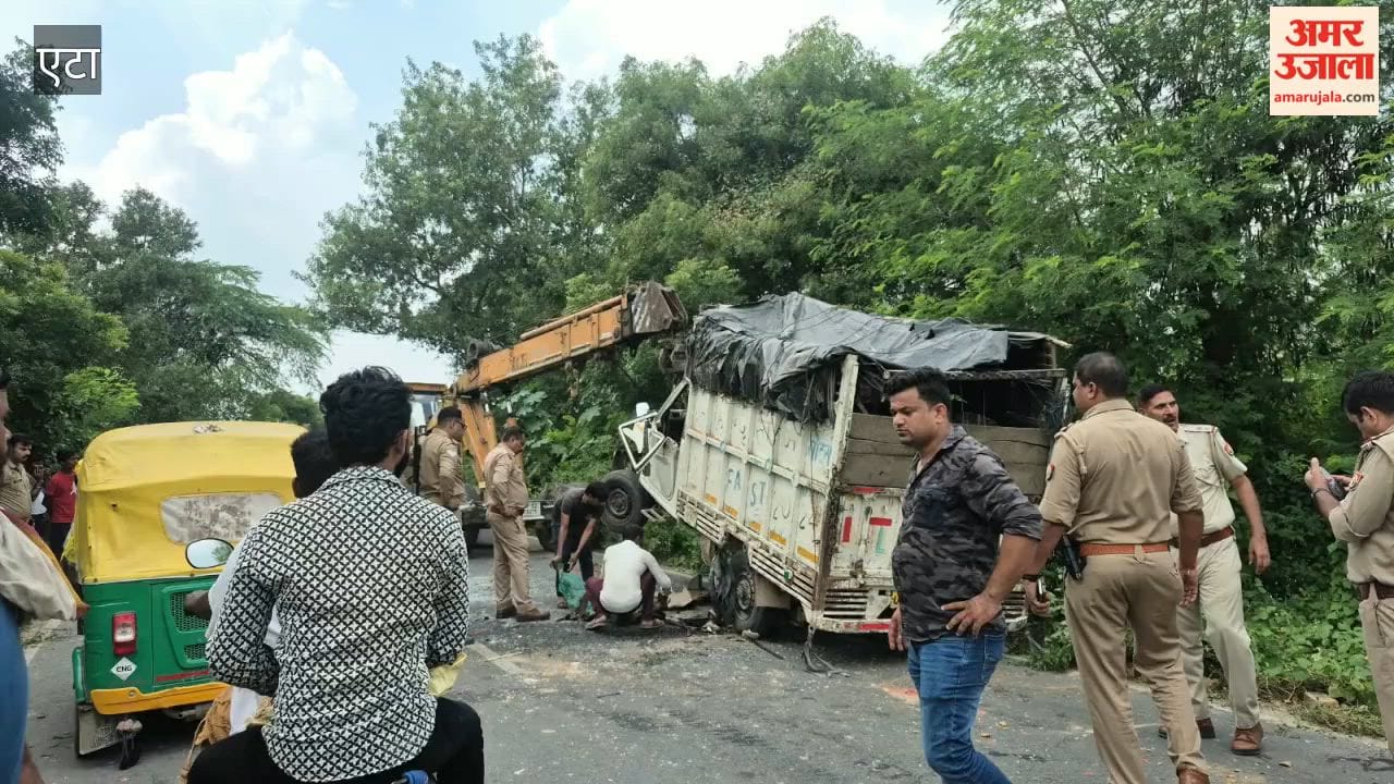 Bus and pickup collide violently near petrol pump; driver killed, two injured and referred for further treatment.