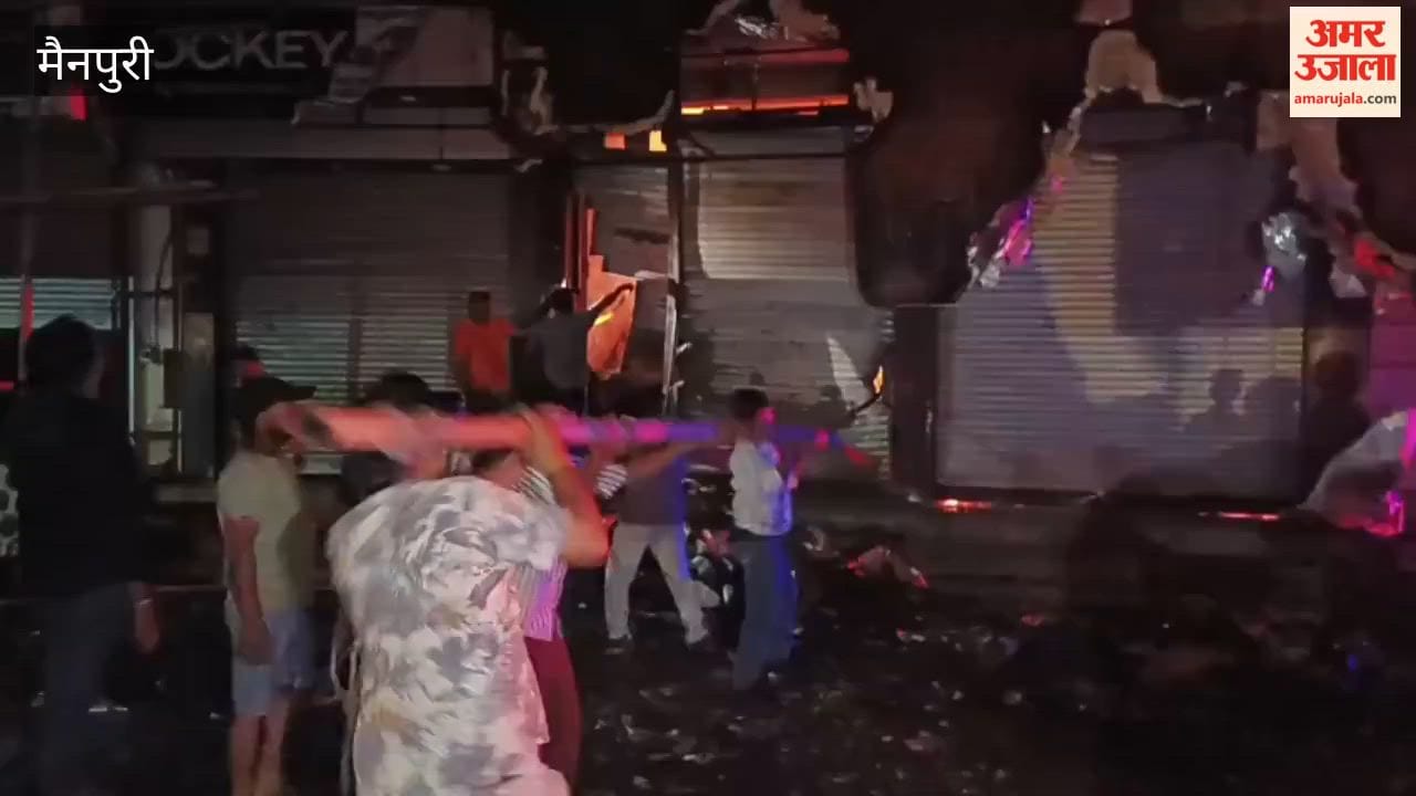 Massive Fire Engulfs Two Clothing Showrooms in Mainpuri