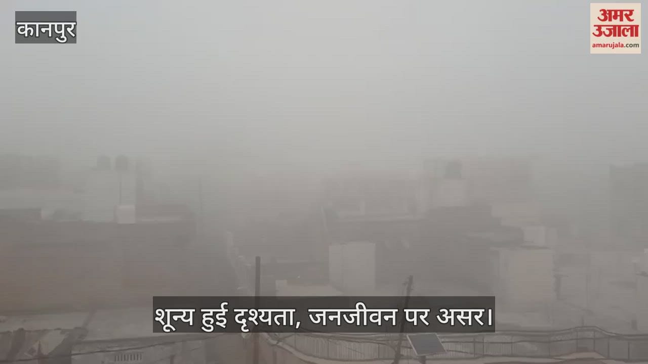 कानपुर: कोहरे की घनी चादर में कैद हुआ मंधना; सुबह ओझल हुए मकान और पेड़