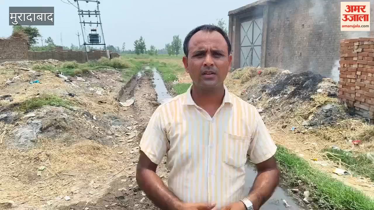 Waterlogging on the village's main road has made it difficult for people to pass