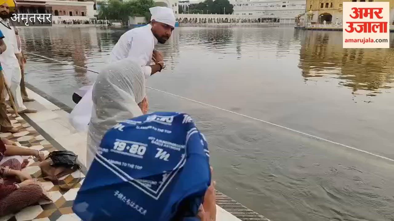 Singer Gulab Sidhu and actress Jasmine arrive at Darbar Sahib for the success of their new film