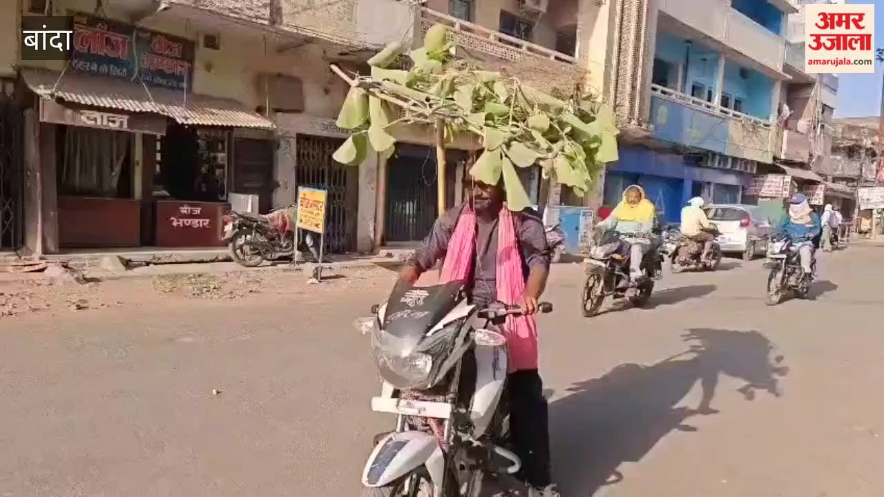 Unique Way to Beat the Heat: A Bamboo and Foliage Canopy on a Bike During 'Nautapa'