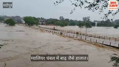 Rain havoc in Sheopur: Kwari River in spate, bridge submerged, water enters villages and settlements.