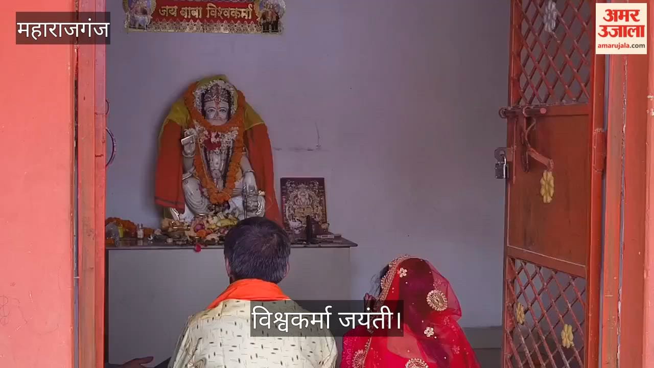 Devotional songs echoed in the temple on Vishwakarma Jayanti.