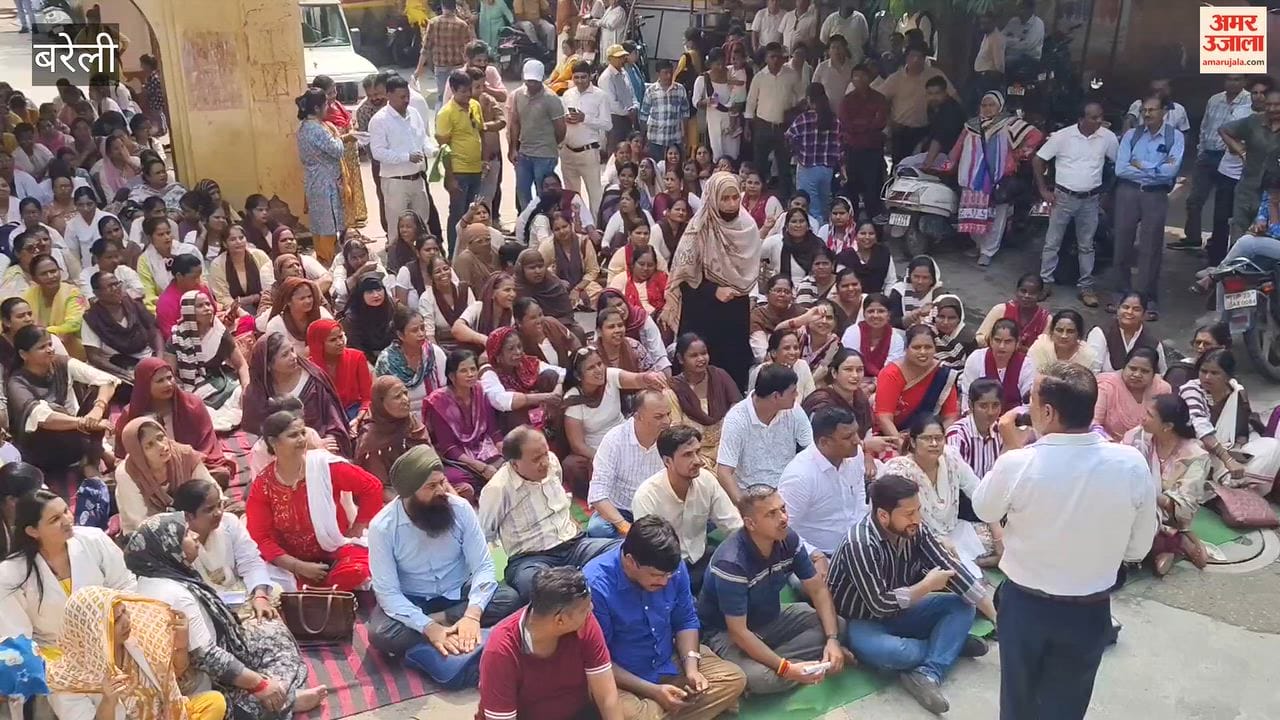 NHM contractual employees stage protest threaten to strike in Bareilly