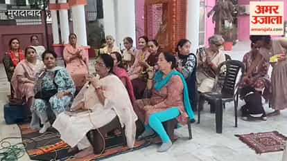 Women performed devotional songs at the Police Lines temple