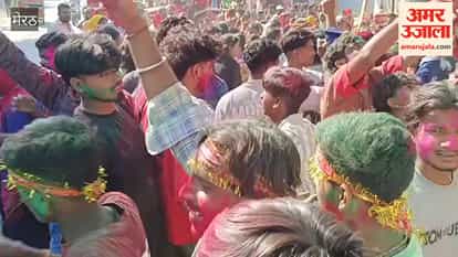 Hastinapur: Devotees Bid Farewell to Goddess Durga with Gulal, Grand Immersion Procession Marks End of Five-Day Festival